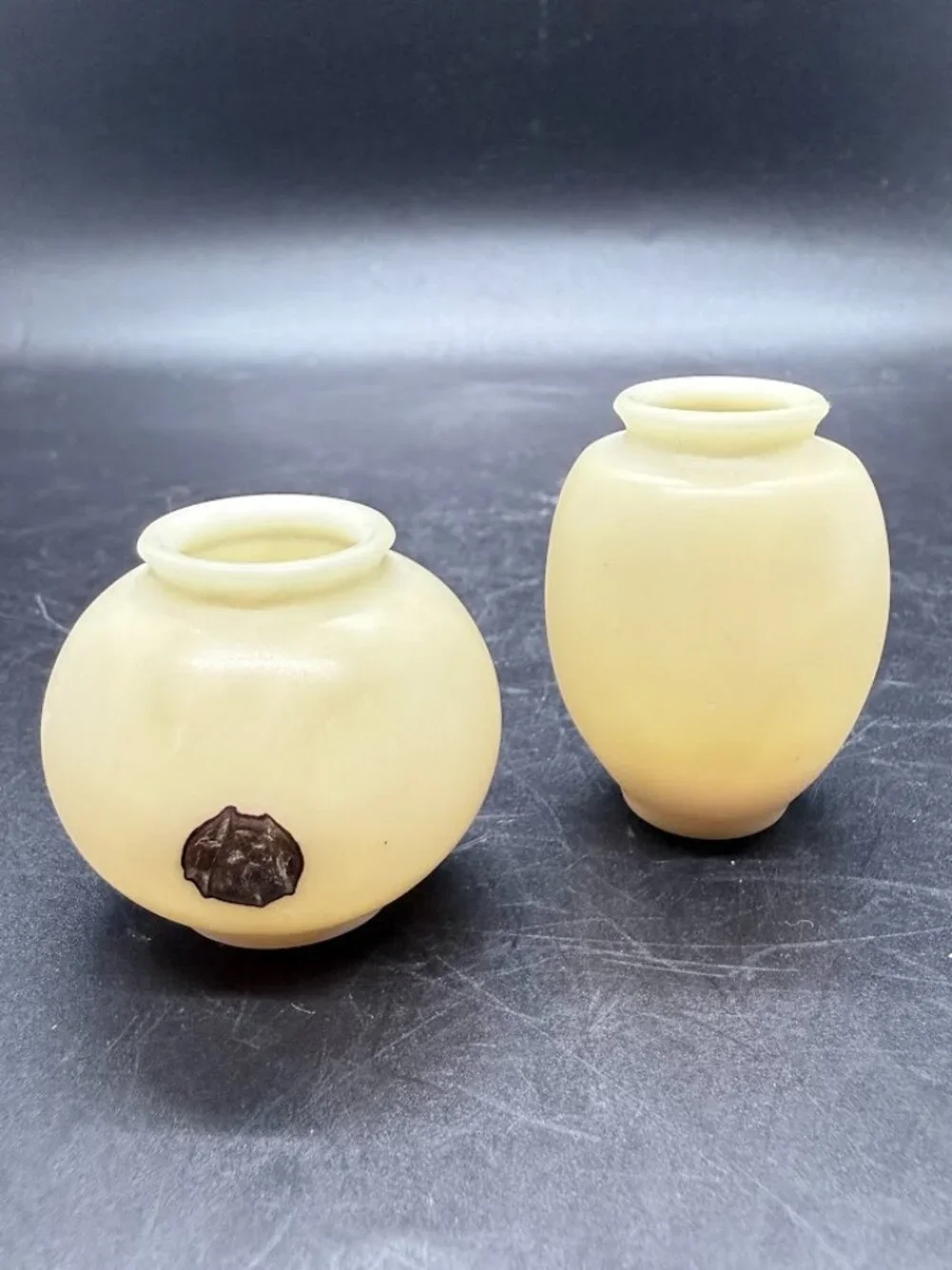 Vintage Turned Carved Tagua Nut Vase False Vegetable Ivory Miniature Vases 1.5